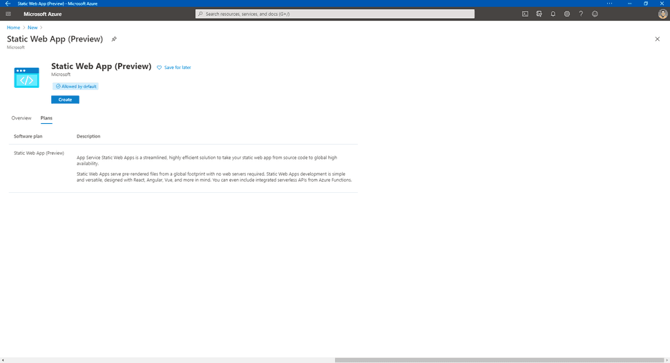Plans Static Web App