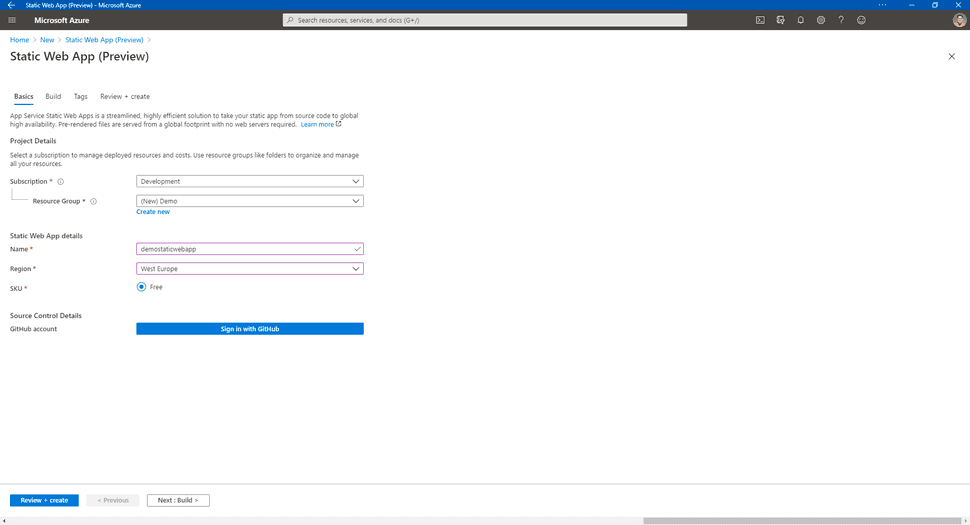 Basics Static Web App