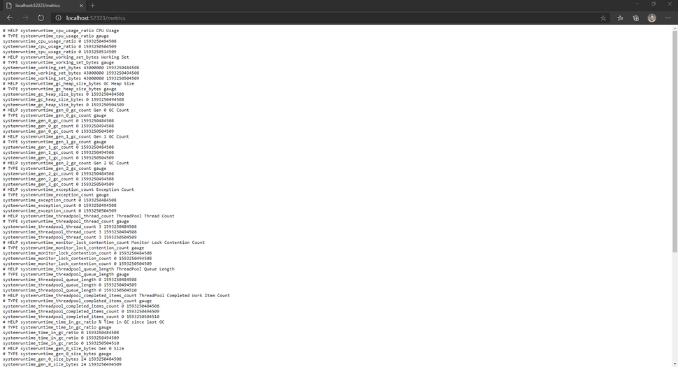 dotnet-monitor metrics