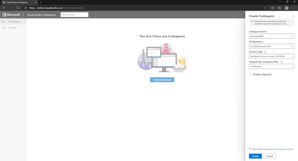 Create Codespace
