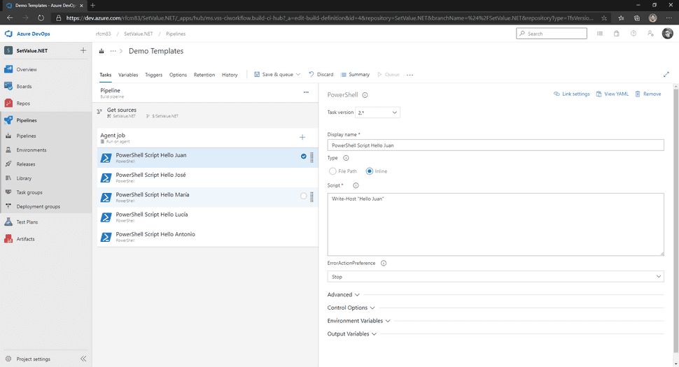 Pipelines Classic Editor