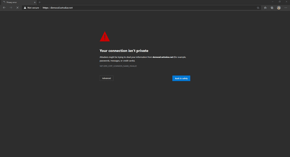 Connection isn't private