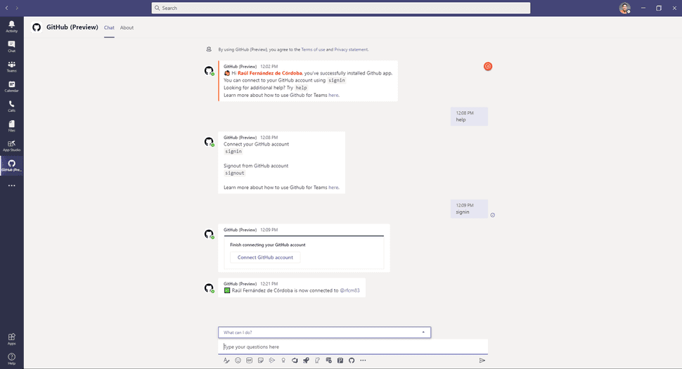 Connected to GitHub
