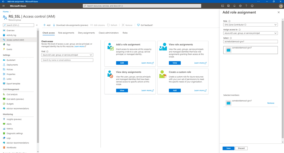 Add DNS Zone Contributor