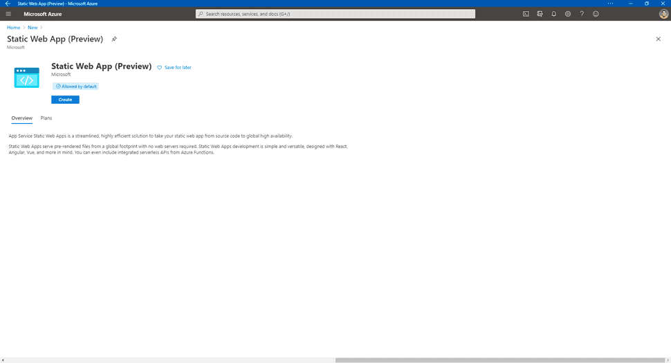 Overview Static Web App