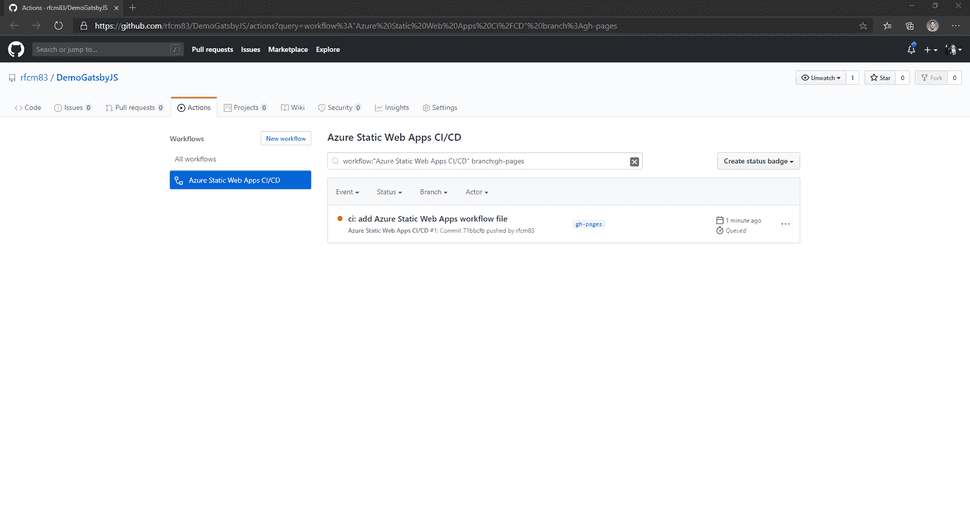 GitHub Actions executing